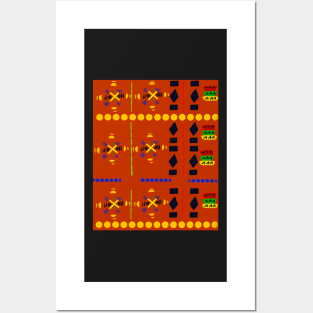 Kente Kinte cloth traditional indigenous pattern design inspired by Ghanaian kenten weaving Posters and Art